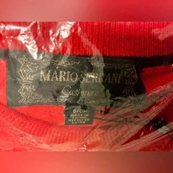 Mario Serrani Red Cashmere Crew Neck Sweater – Size S – 100% Cashmere – NWT - Picture 9 of 12